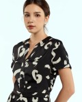 SIXDO G-Black Silk Flared Dress for Women